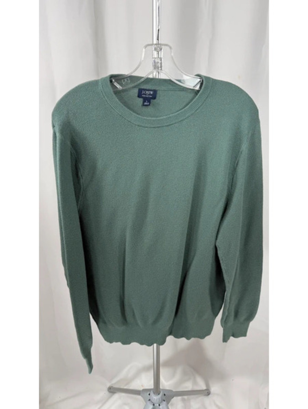 JCrew Green Cotton Crewneck Sweater Mens Large Preppy Quiet Luxury